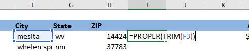 PROPER and TRIM Functions